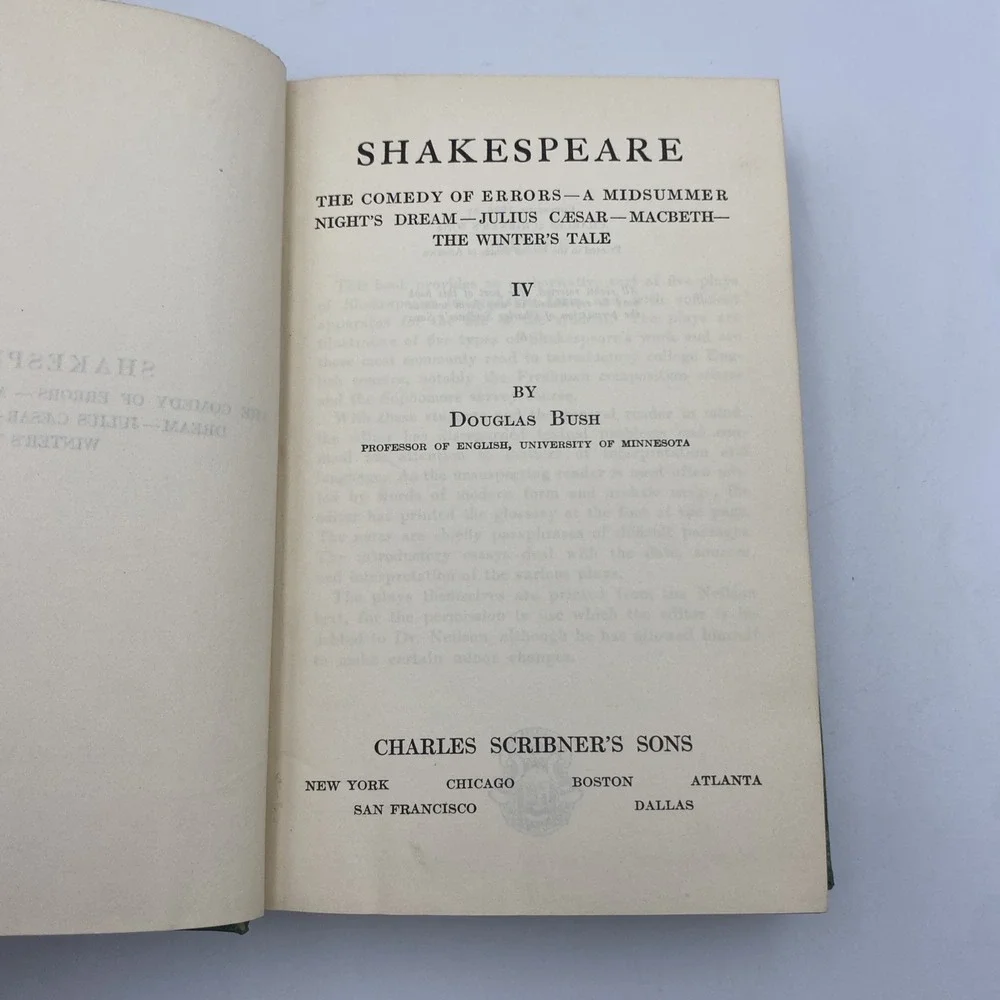 Vintage Shakespeare‎ by Douglas Bush 1935 Comedy of Errors Midsummer Caesar Etc